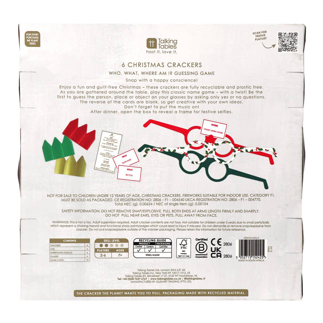 Holly White Christmas Crackers | 6 Pack | Christmas Table |