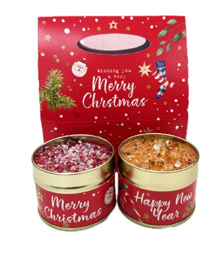 Christmas candle Duo - Merry Christmas / Happy New Year