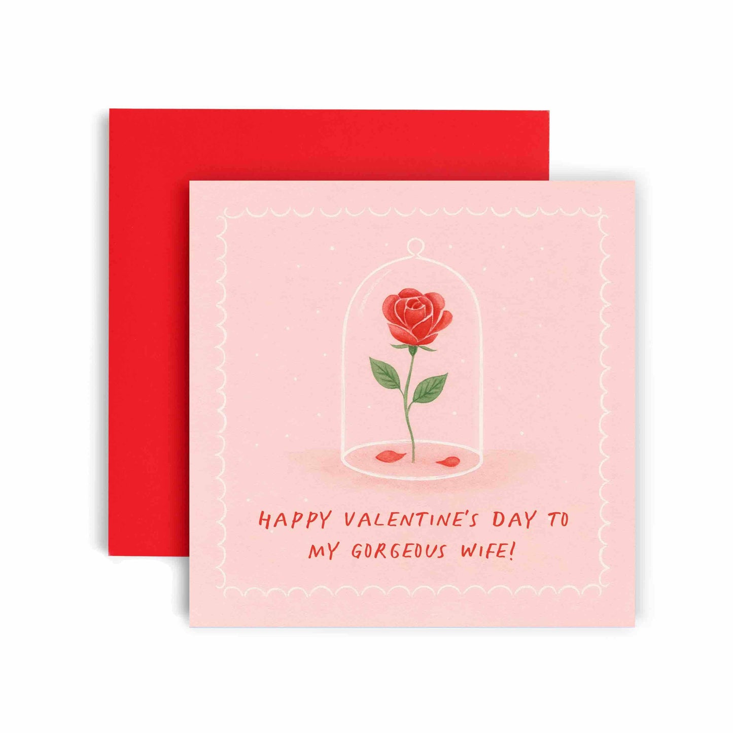 Glass Rose Gorgeous Wife Valentines Day Card