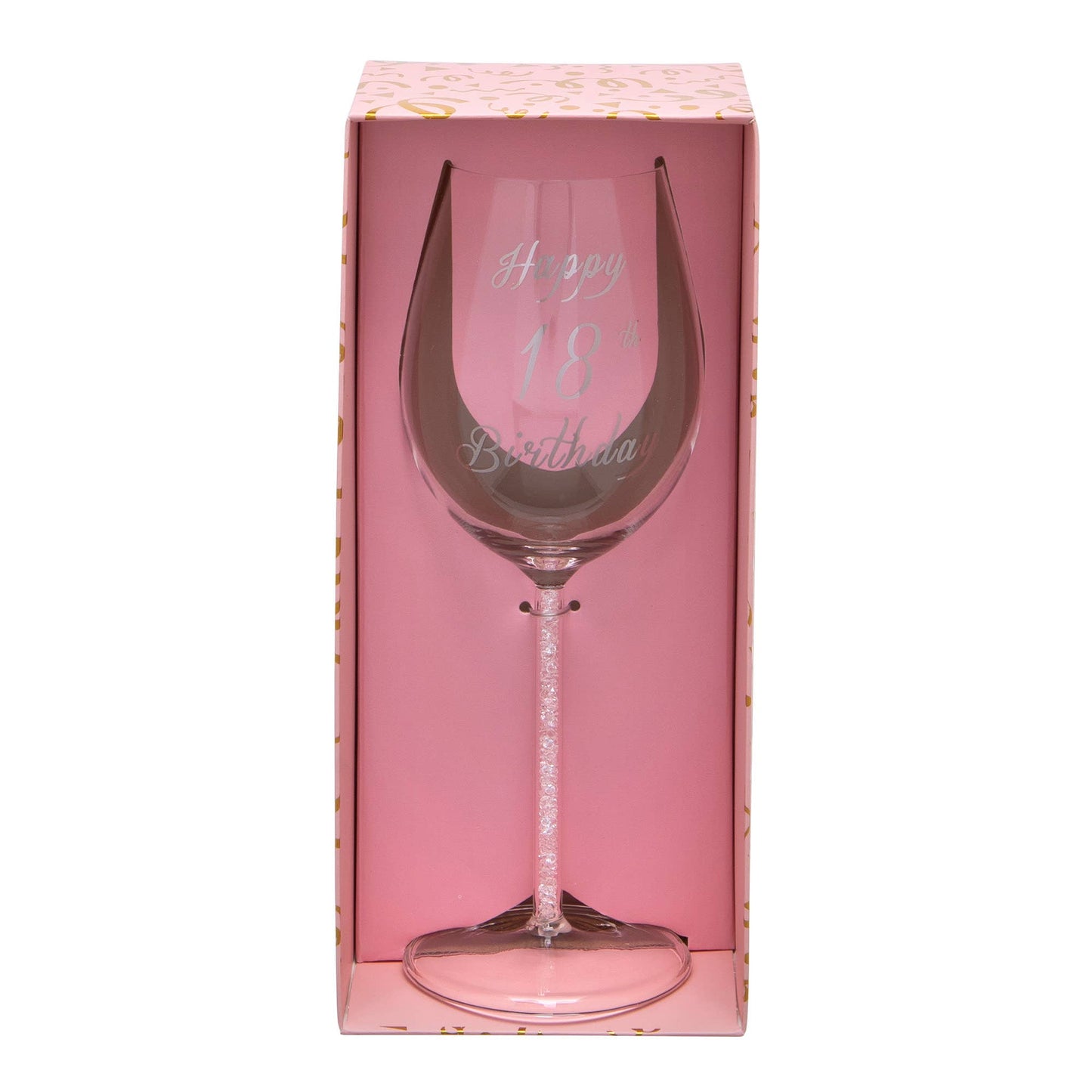 18th Birthday Wine Glass with Silver Diamond Stem - 400ml