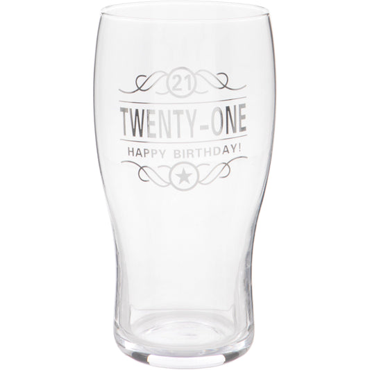 21st Birthday Beer Pint Glass, 570ml, Gift Boxed