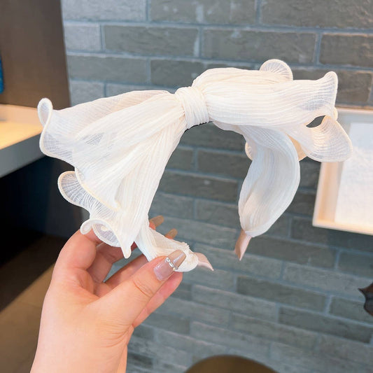 Oversize pleated bow headband
